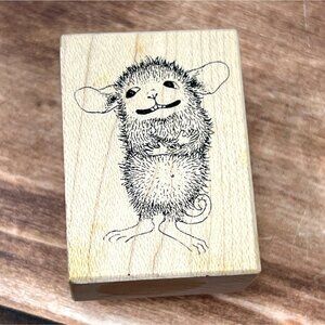 1999 HOUSE MOUSE B332 MAXWELL THINKING PUZZLED WOOD/RUBBER STAMP BY STAMPA ROSA